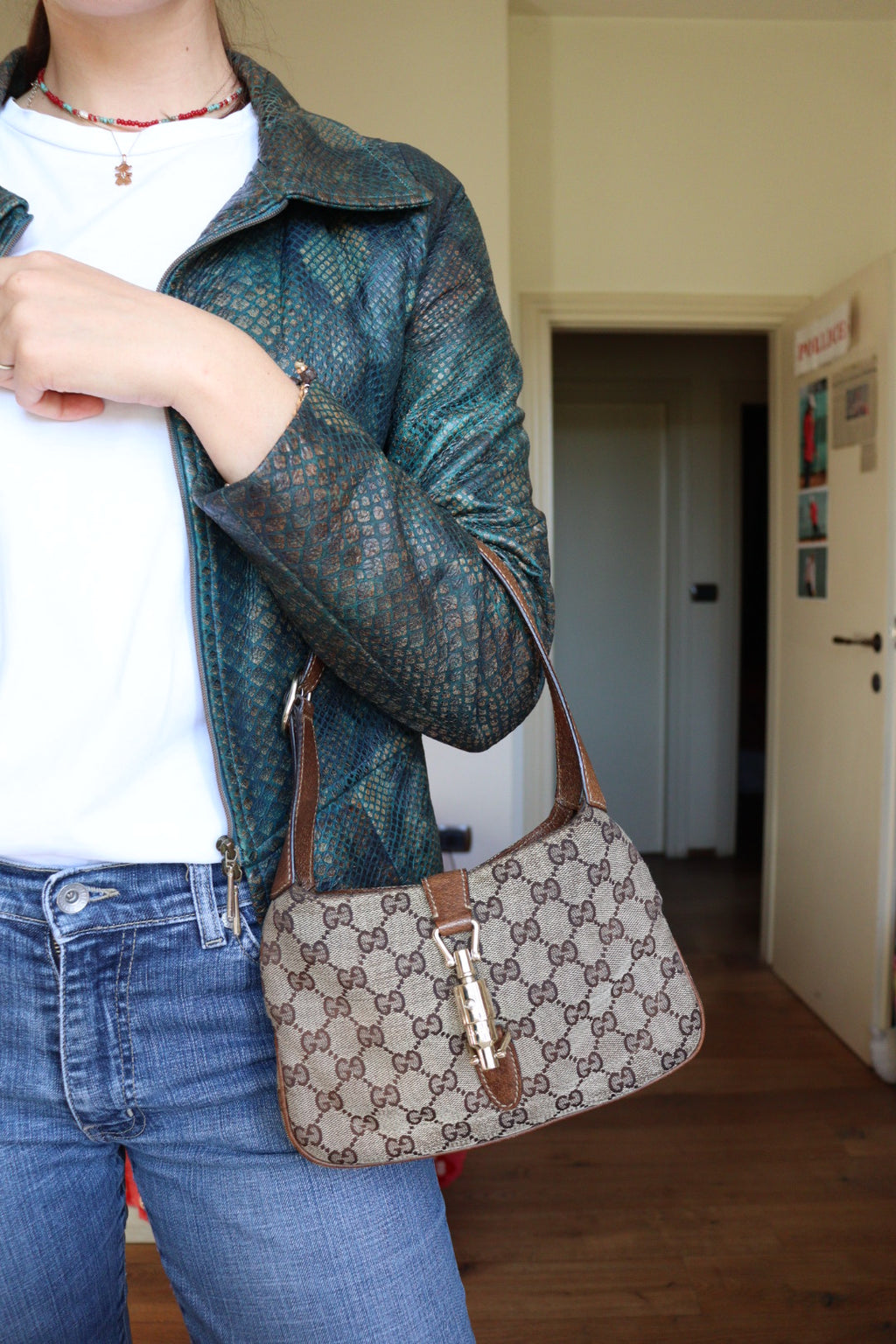 Gucci Jackie Mini vintage con canvas gg beige
