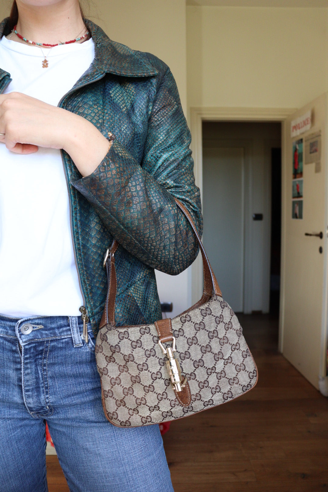 Gucci Jackie Mini vintage con canvas gg beige