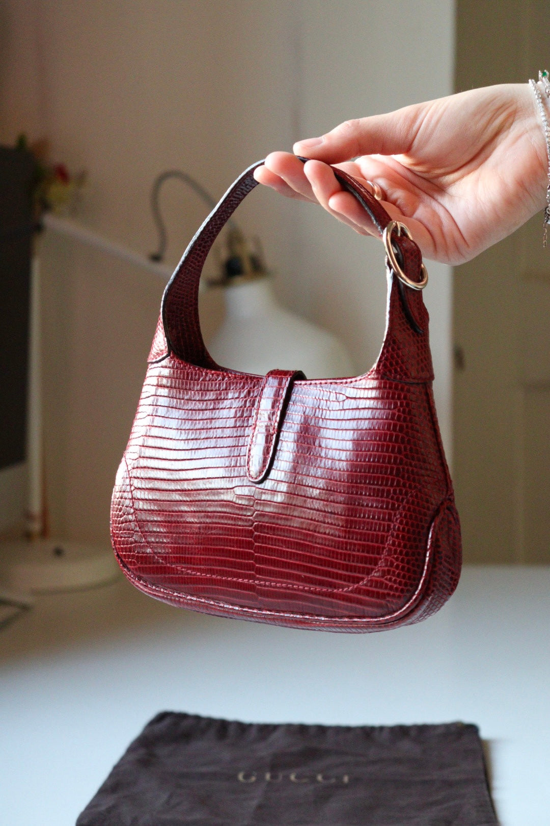 Gucci Jackie mini 1961 in pelle lizard Bordeaux by Tom Ford