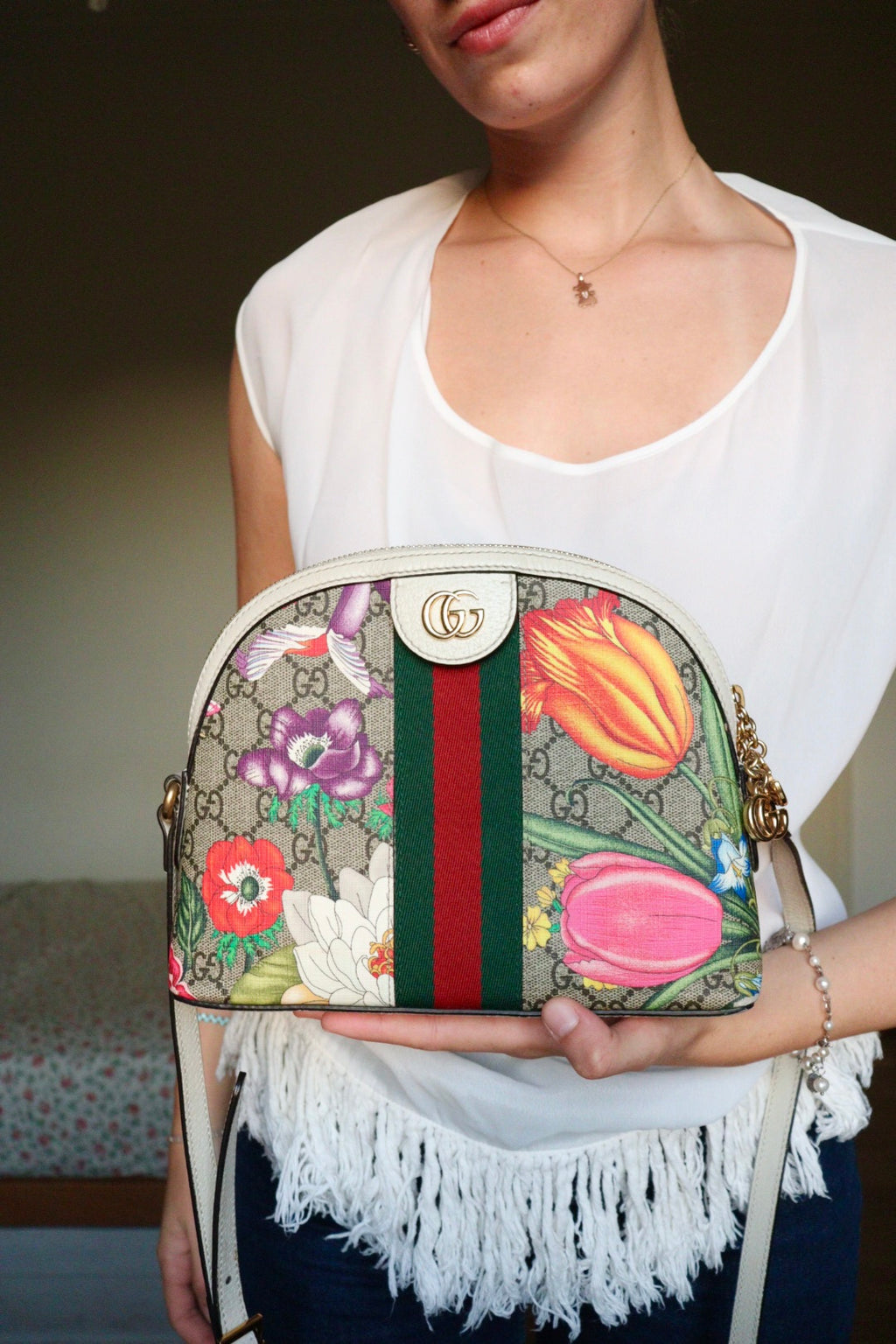 Gucci Ophidia Small Dome Flora Crossbody