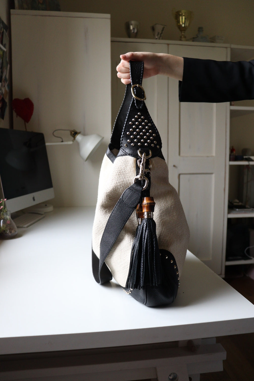 Gucci Jackie Large in rafia e pelle, rara edizione