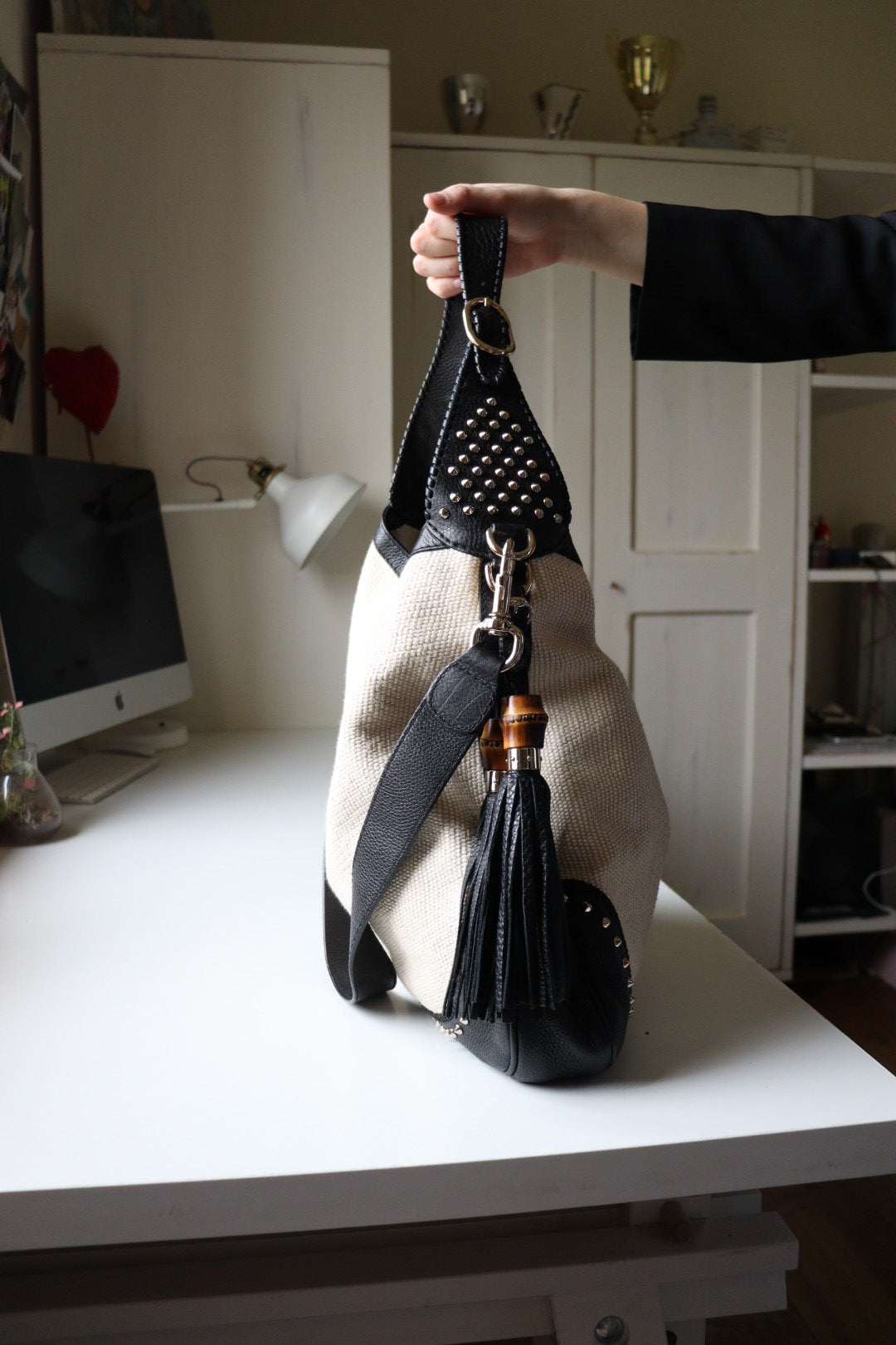 Gucci Jackie Large in rafia e pelle, rara edizione