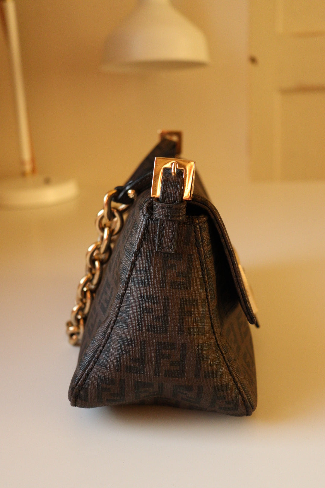 Fendi Mini Mamma Baguette in tela zucchino cerata