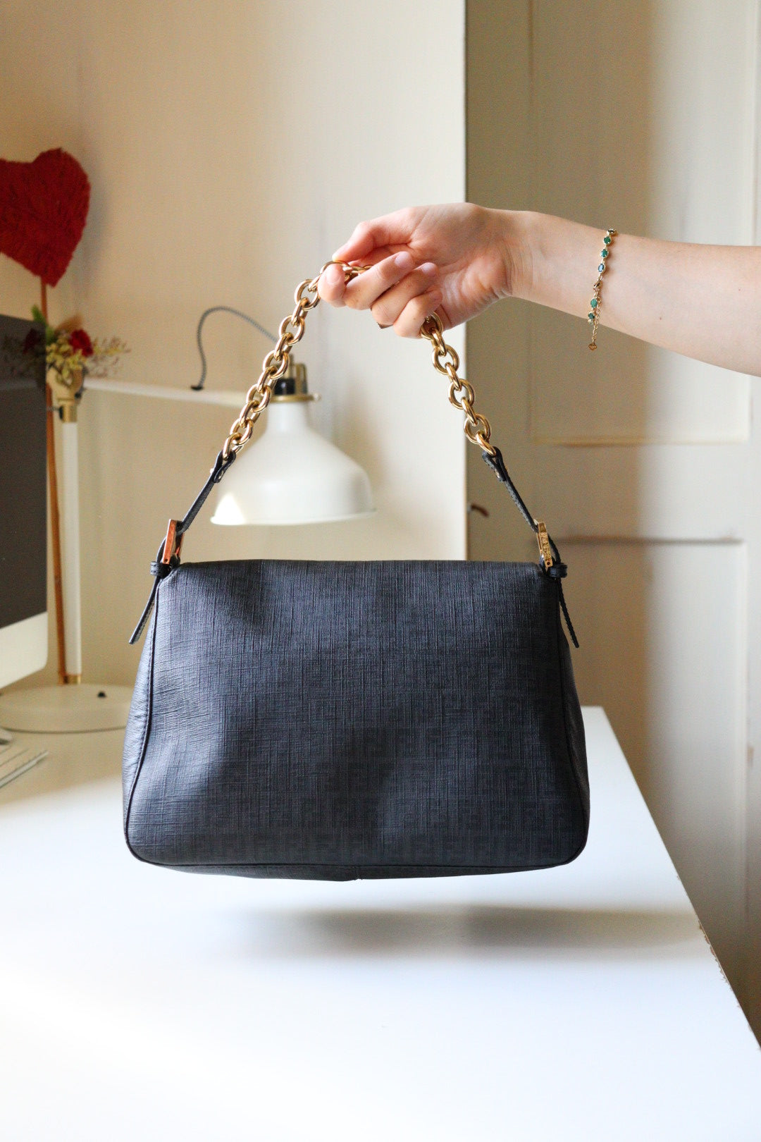 Fendi Mamma Baguette tela zucchino cerata