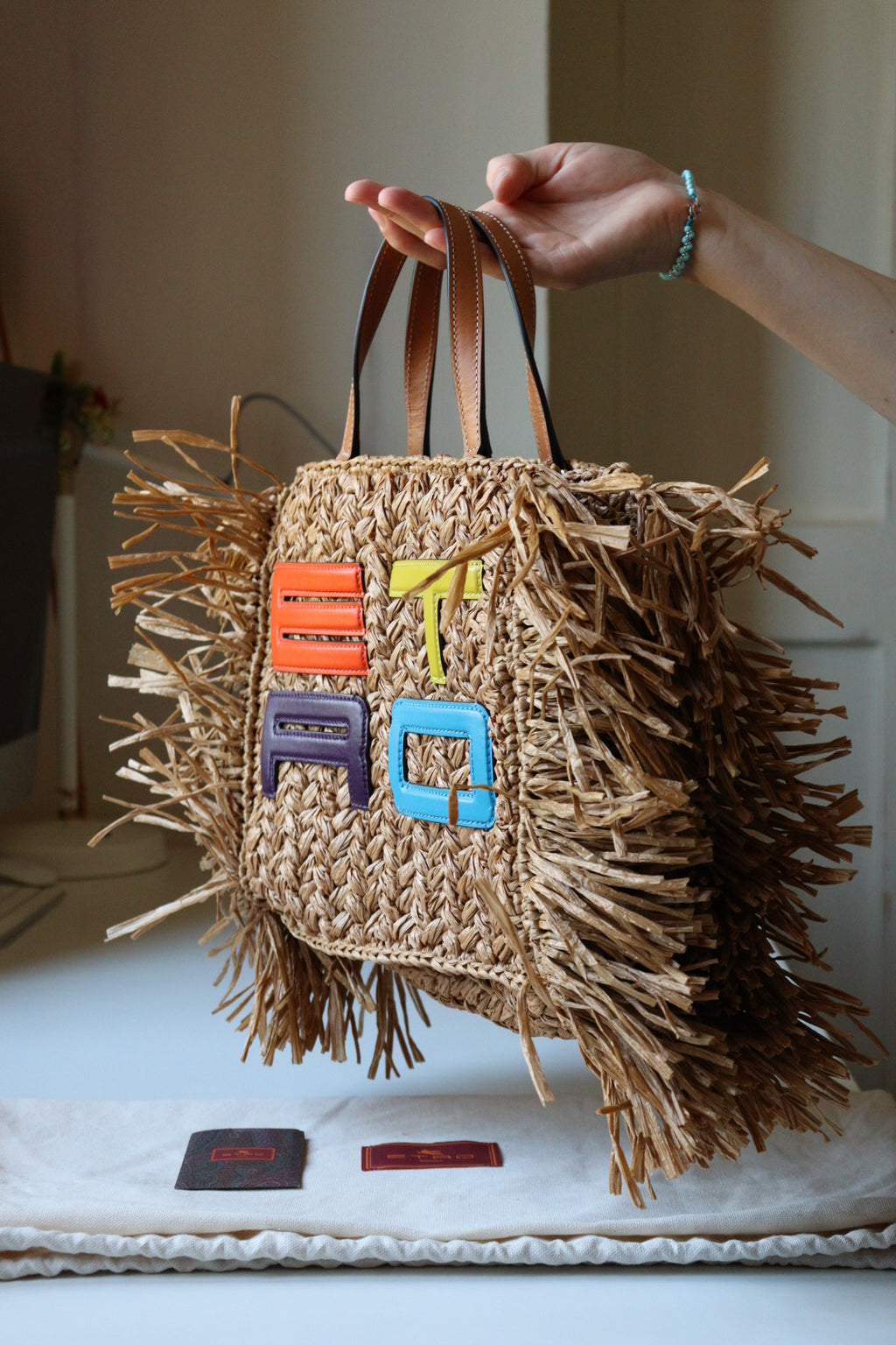 Borsa Tote in paglia di Etro