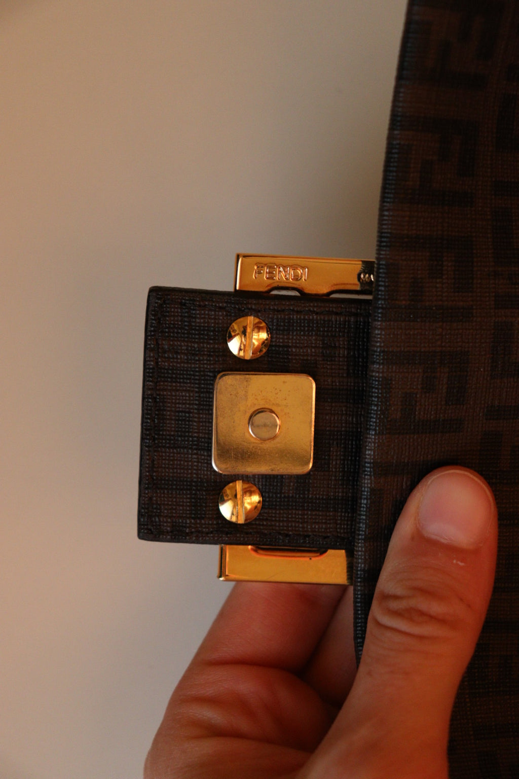 Fendi Mini Mamma Baguette in tela zucchino cerata