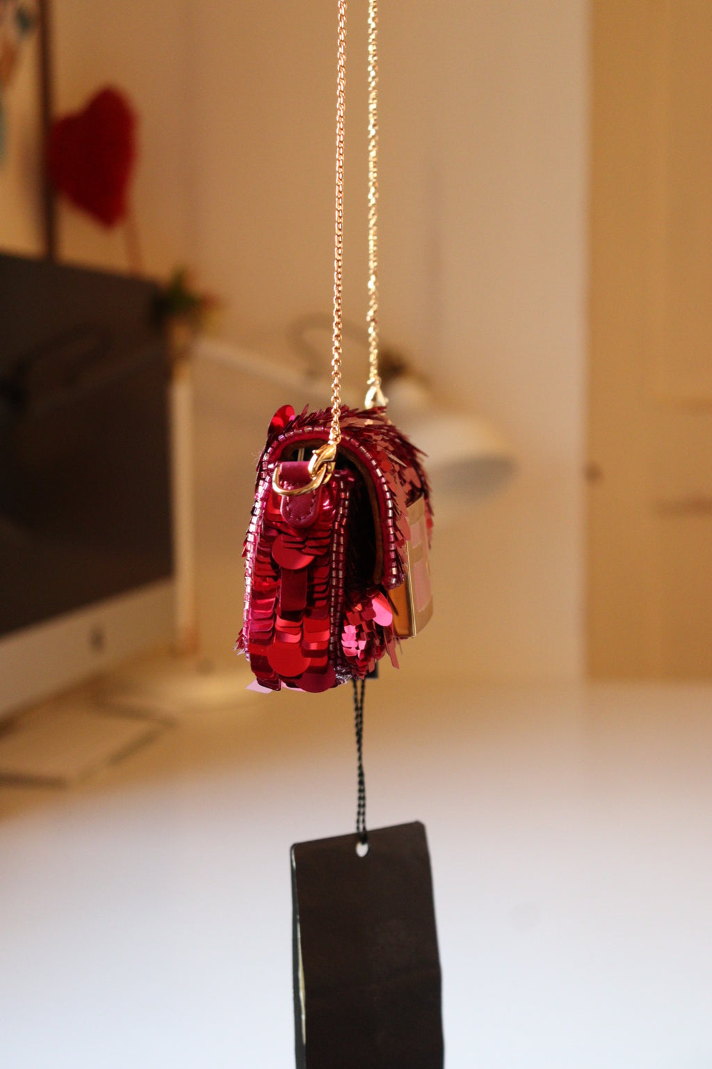 Fendi nano baguette con paillettes fucsia