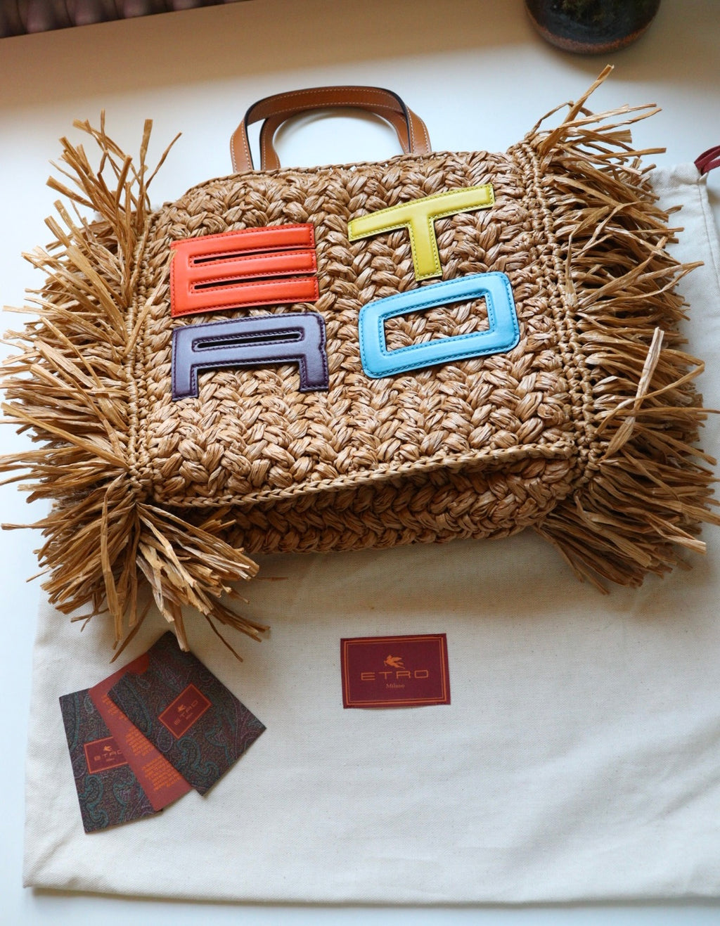 Borsa Tote in paglia di Etro