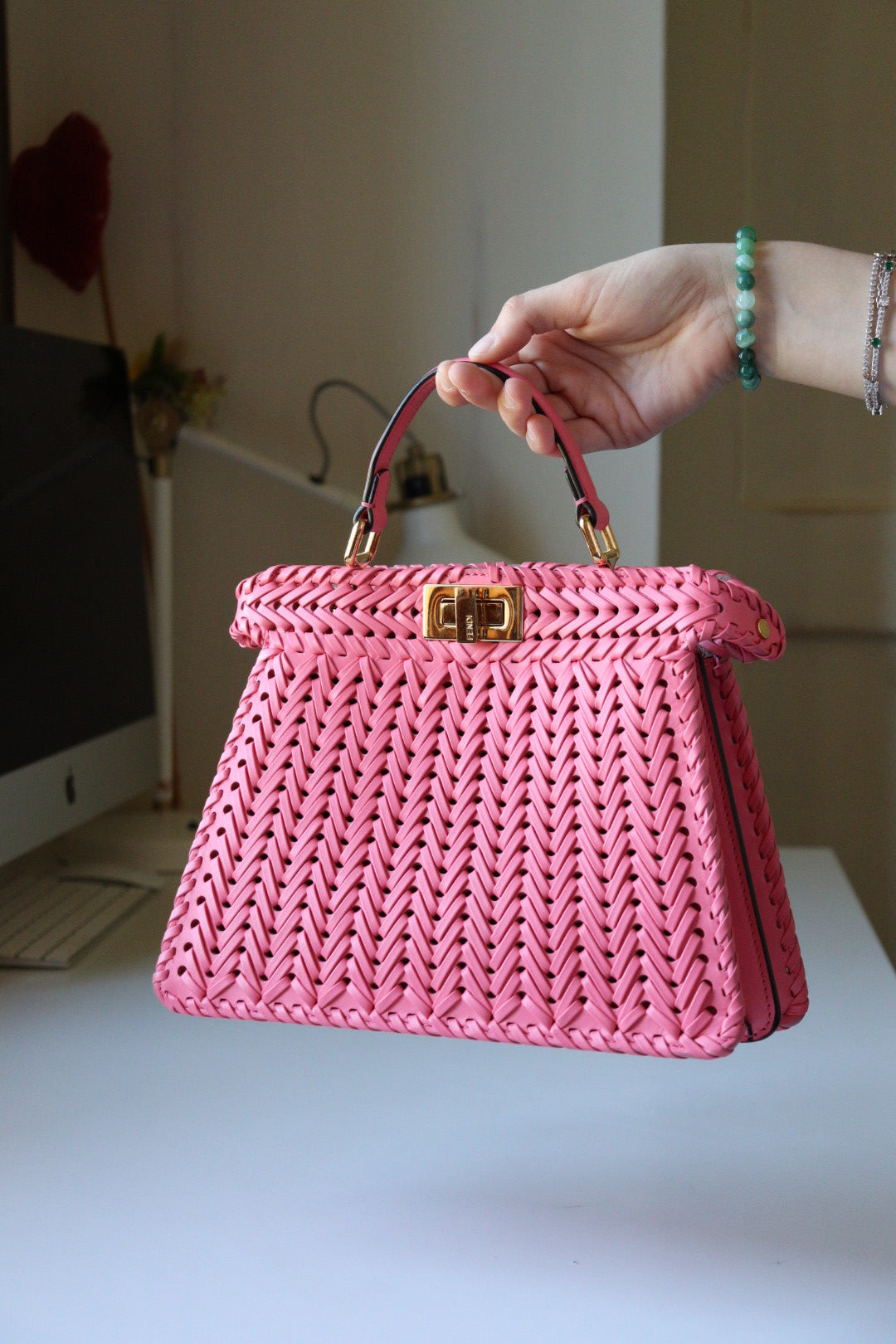 Fendi Peekaboo Interlace Rosa Small
