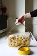 Fendi Baguette limited edition ricami floreali gialli