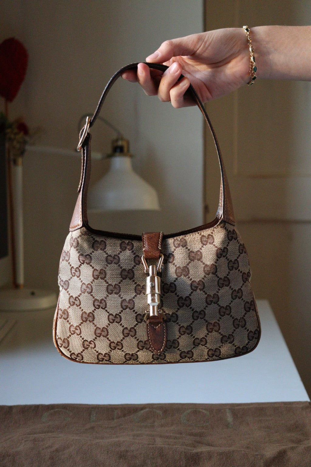 Gucci Jackie Mini vintage con canvas gg beige