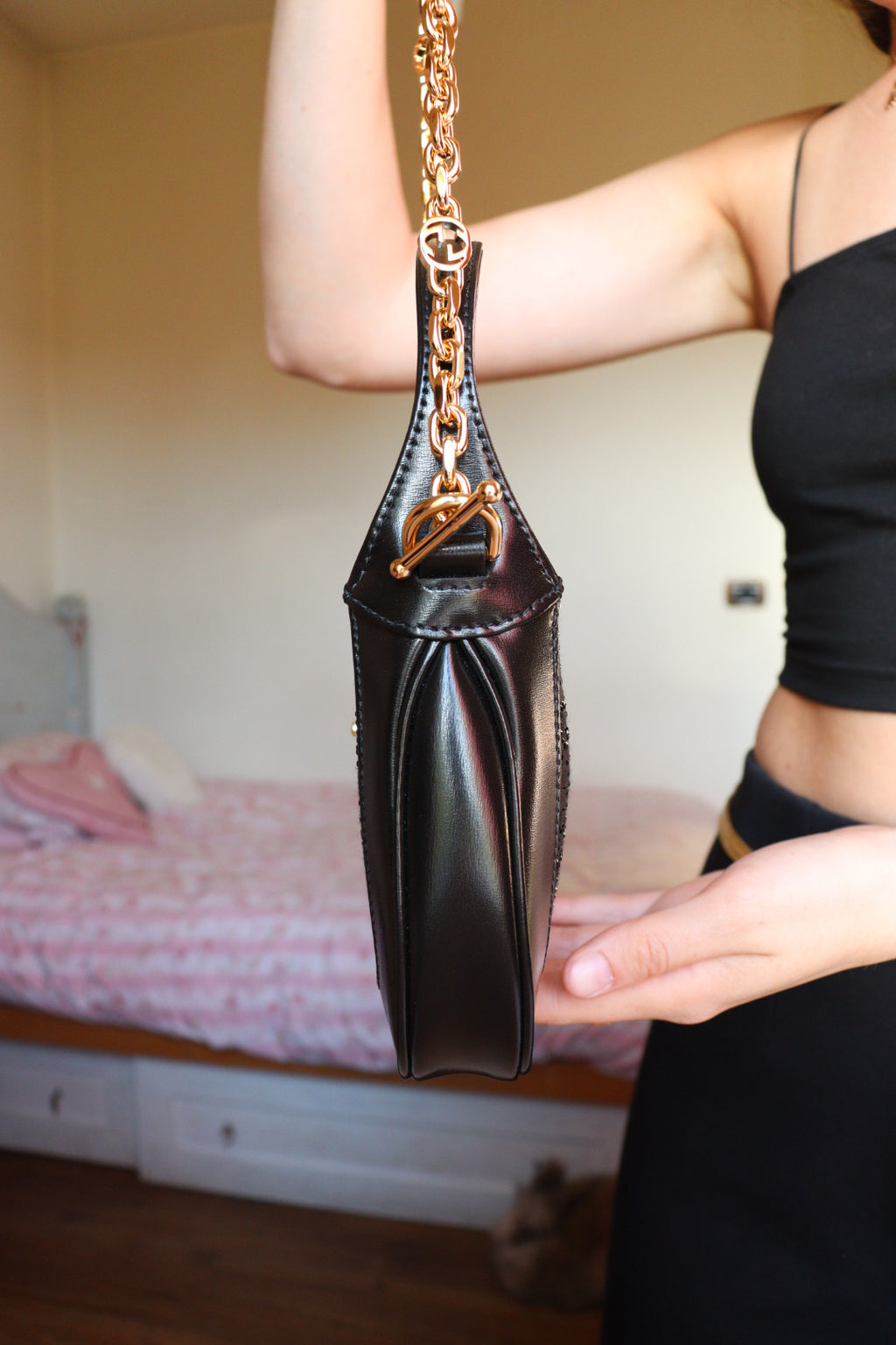 Gucci Jackie mini 1961 Crystal Monogram nera con corredo completo