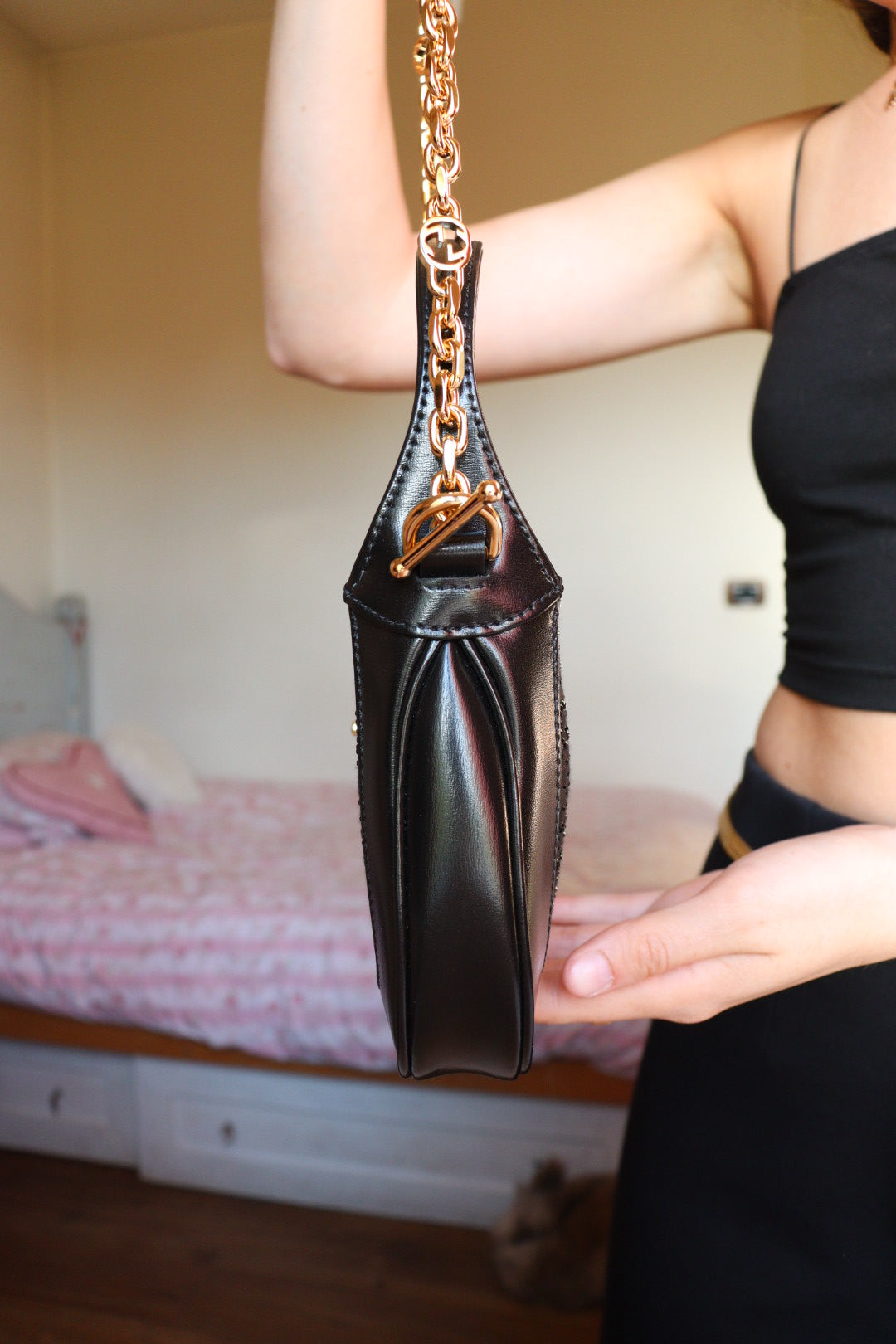 Gucci Jackie mini 1961 Crystal Monogram nera con corredo completo