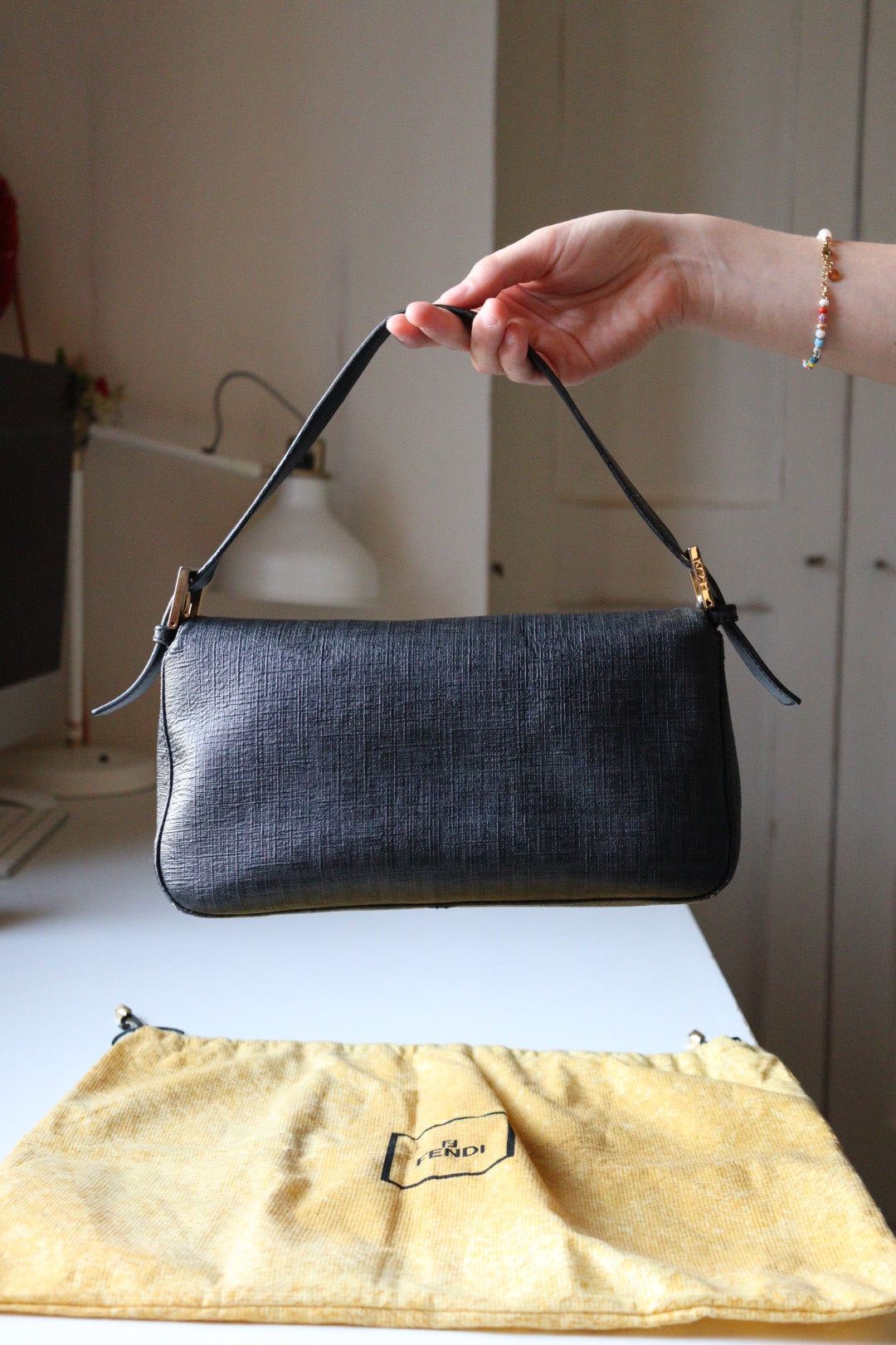 Fendi Mini Mamma in tela cerata zucchino nera
