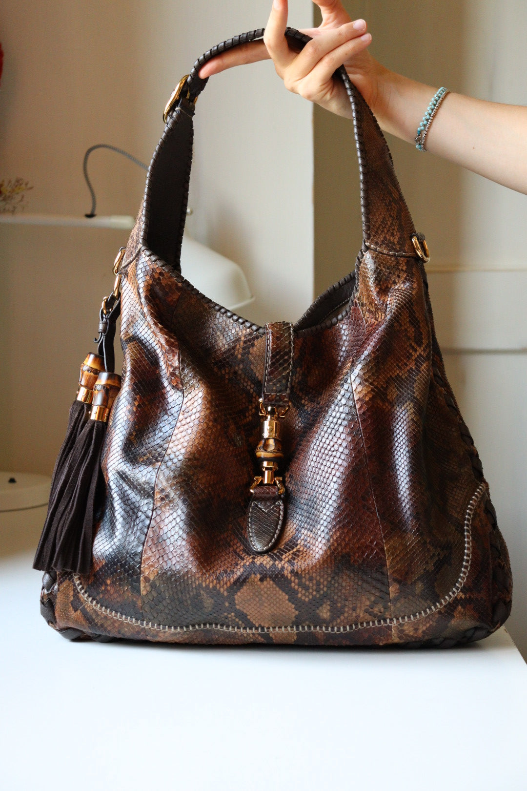 Gucci Jackie Large – Edizione d’Archivio Tom Ford in Pitone con Nappe in Bambù