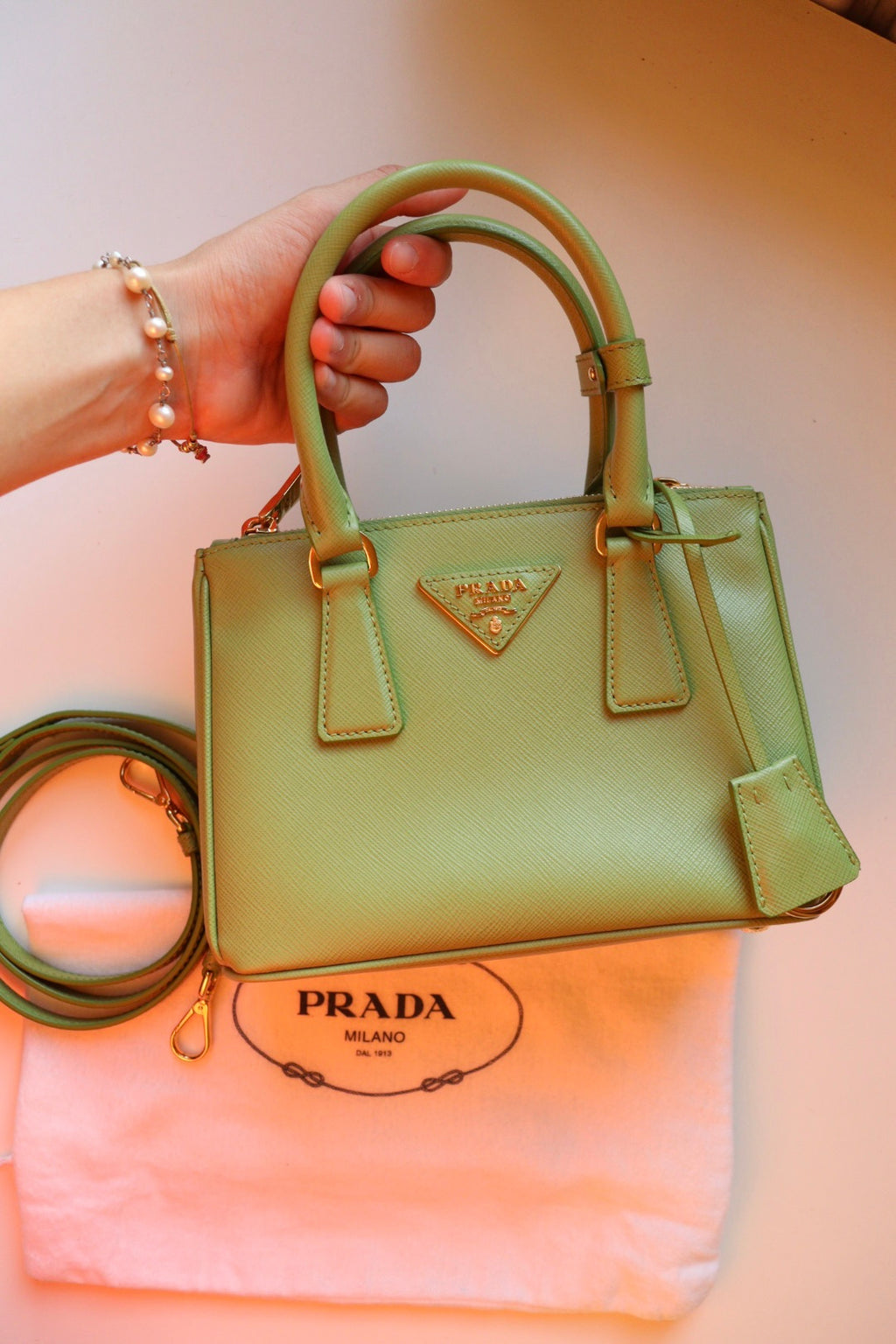 Prada Galleria Mini in pelle saffiano (color originale Prato)
