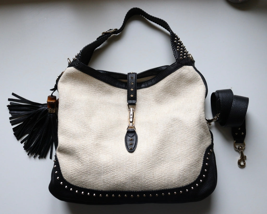 Gucci Jackie Large in rafia e pelle, rara edizione