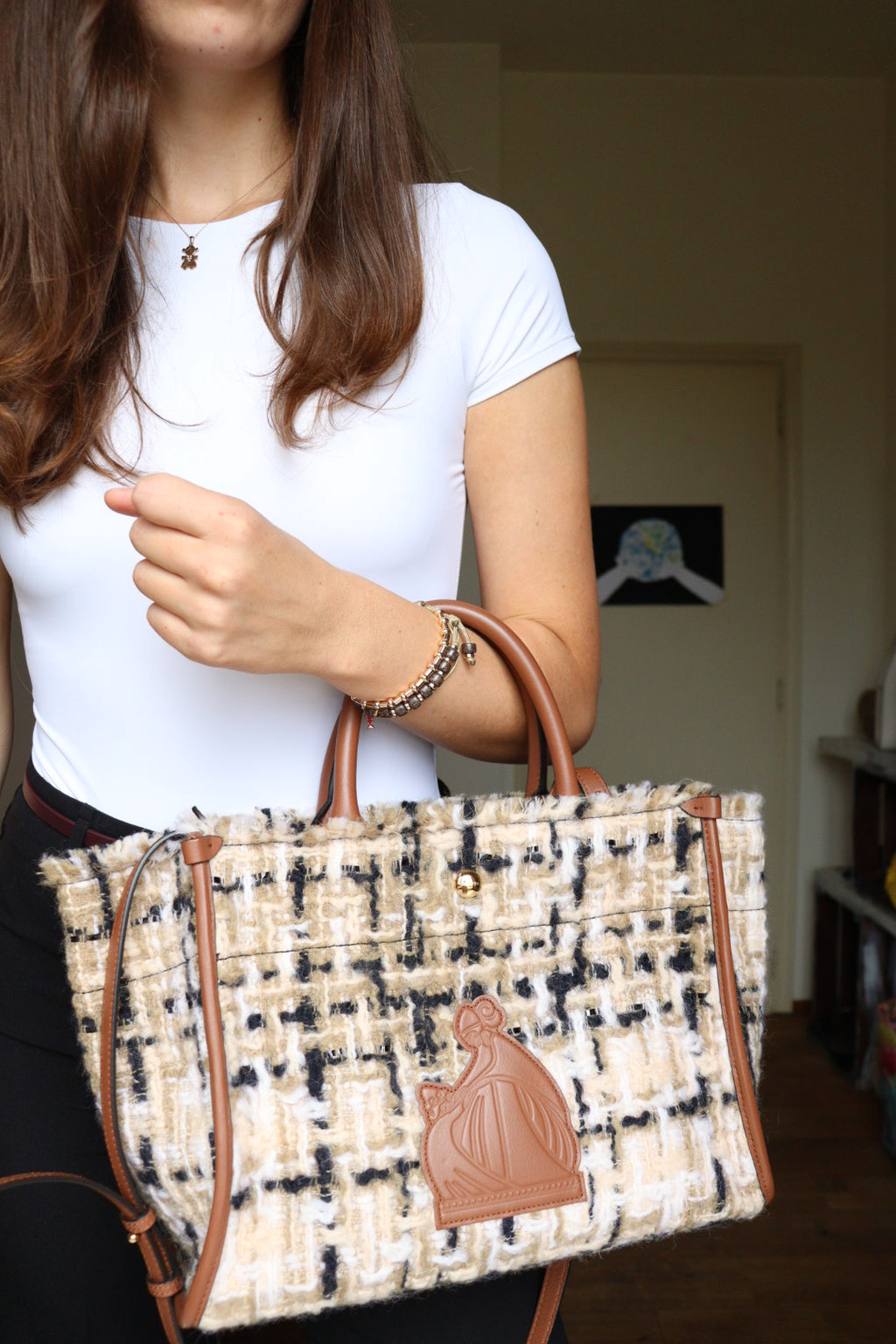 Borsa Tote Lanvin in tweed e pelle pari al nuovo