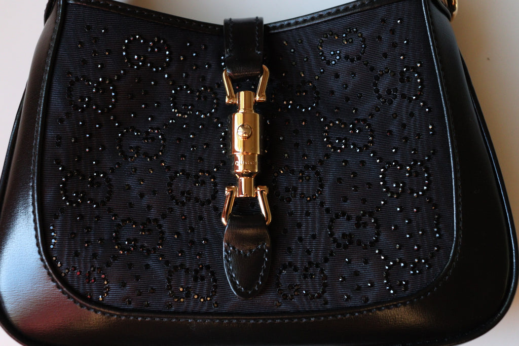Gucci Jackie mini 1961 Crystal Monogram nera con corredo completo