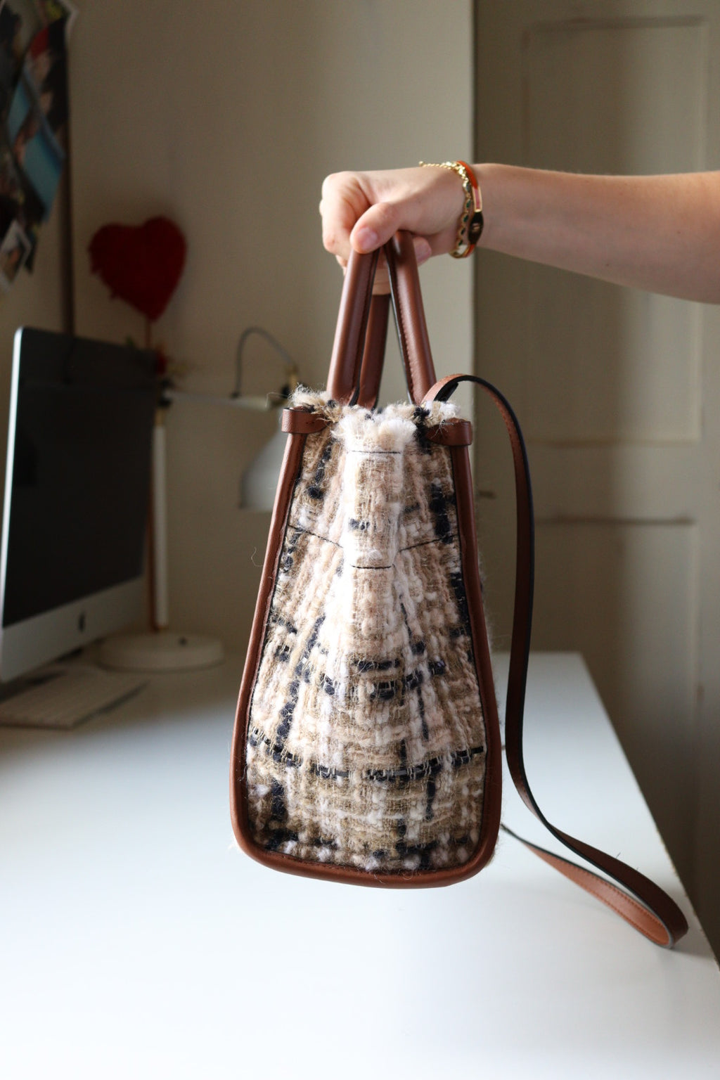 Borsa Tote Lanvin in tweed e pelle pari al nuovo