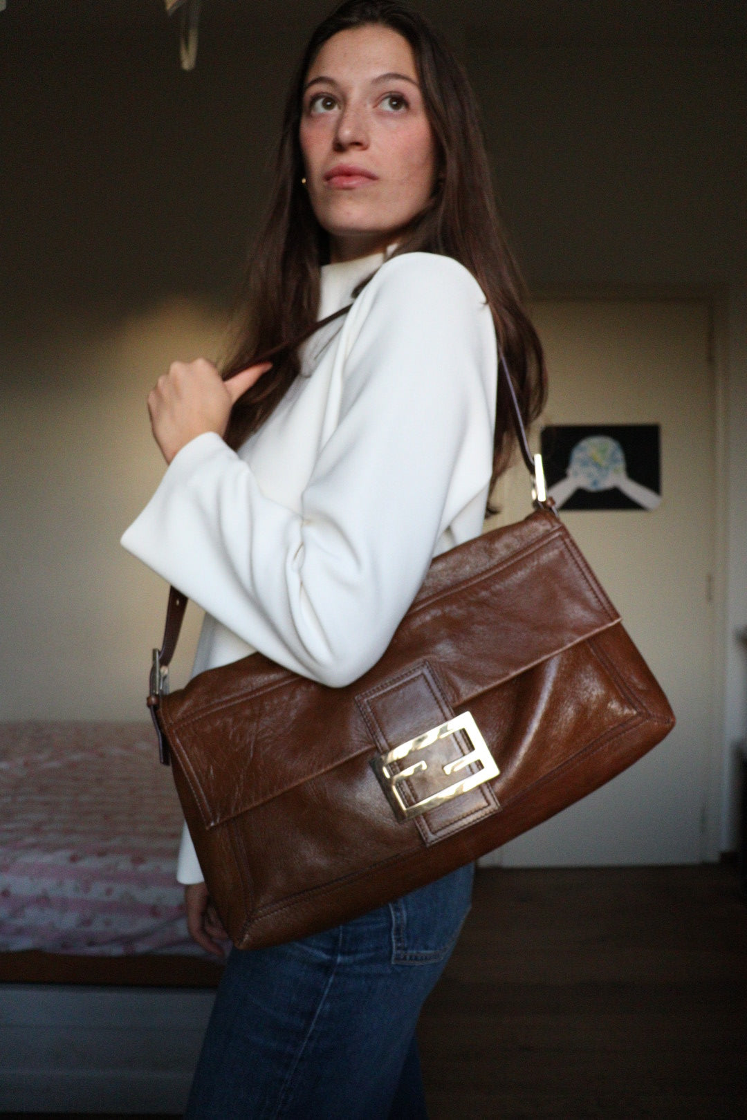 Fendi Baguette Large marrone in condizioni eccellenti