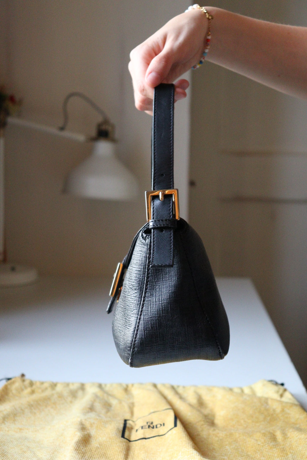 Fendi Mini Mamma in tela cerata zucchino nera