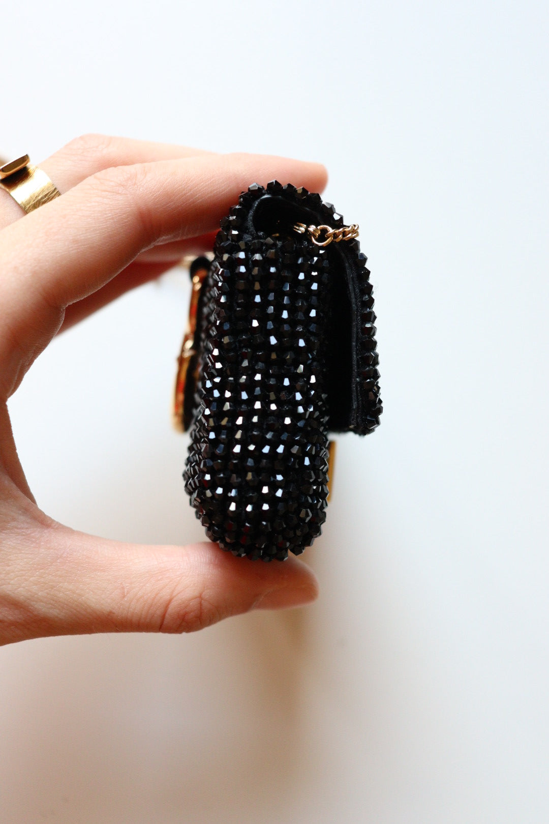 Fendi nano baguette con cristalli neri